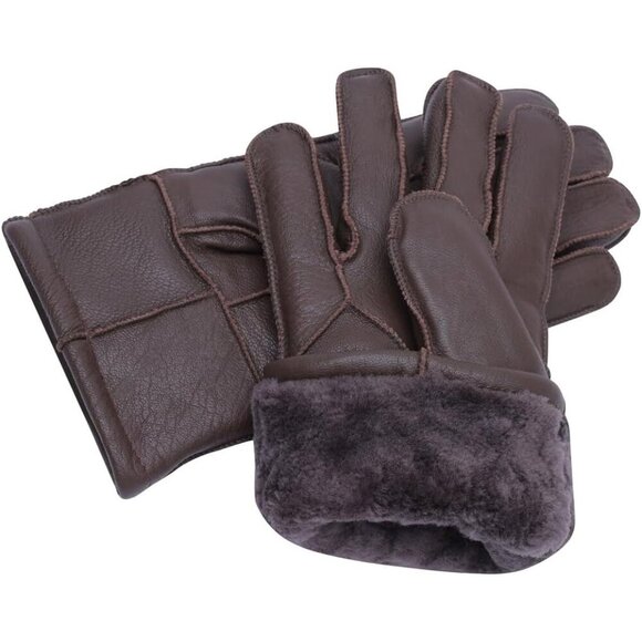 Harssidanzar Men's Winter Leather Gloves Sheepskin Warm Shearling Lined SM04 - Picture 3 of 8
